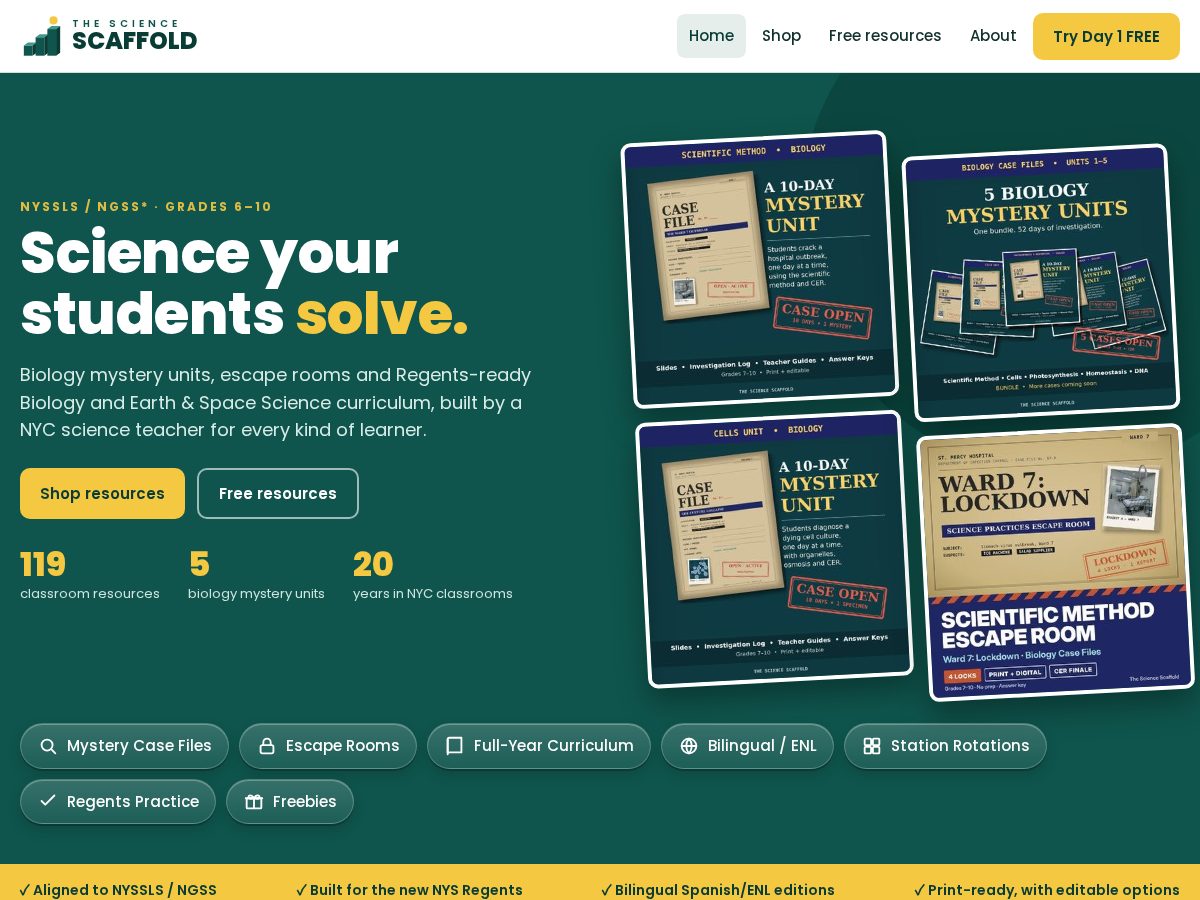 Landing-page snapshot of thesciencescaffold.com