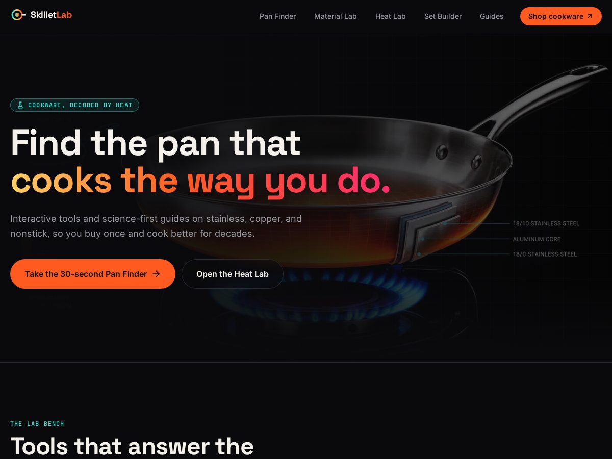Landing-page snapshot of theskilletlab.com