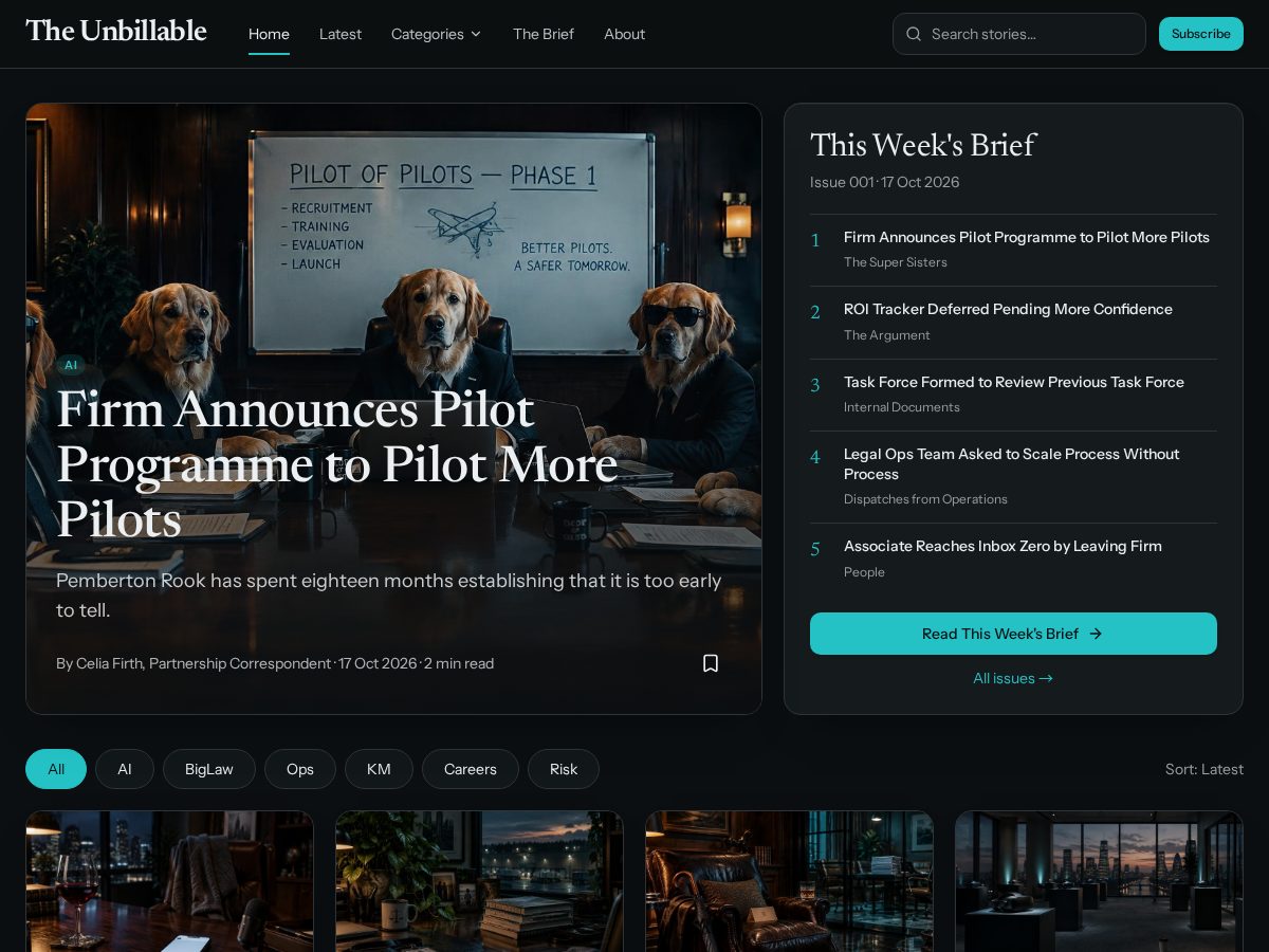 Landing-page snapshot of theunbillable.com