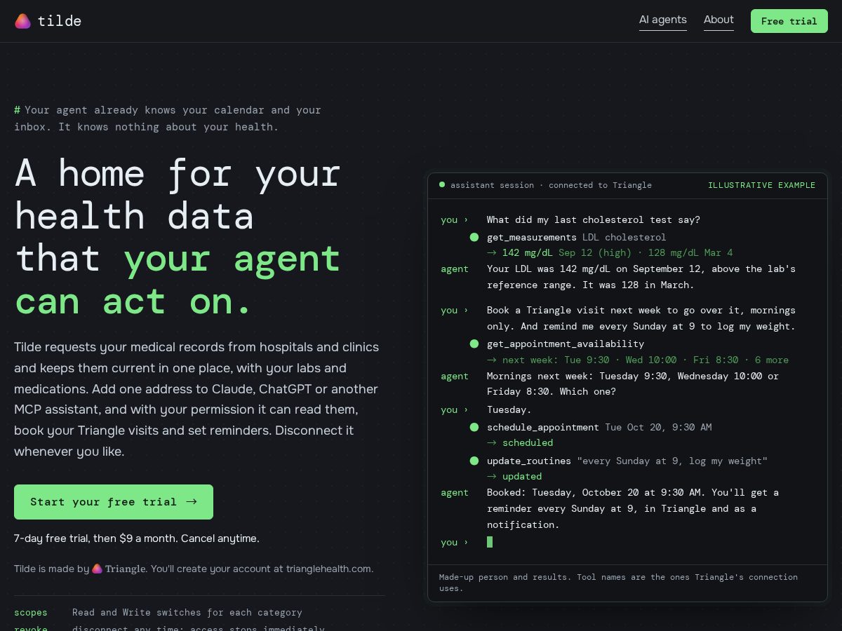 Landing-page snapshot of tildeagents.com