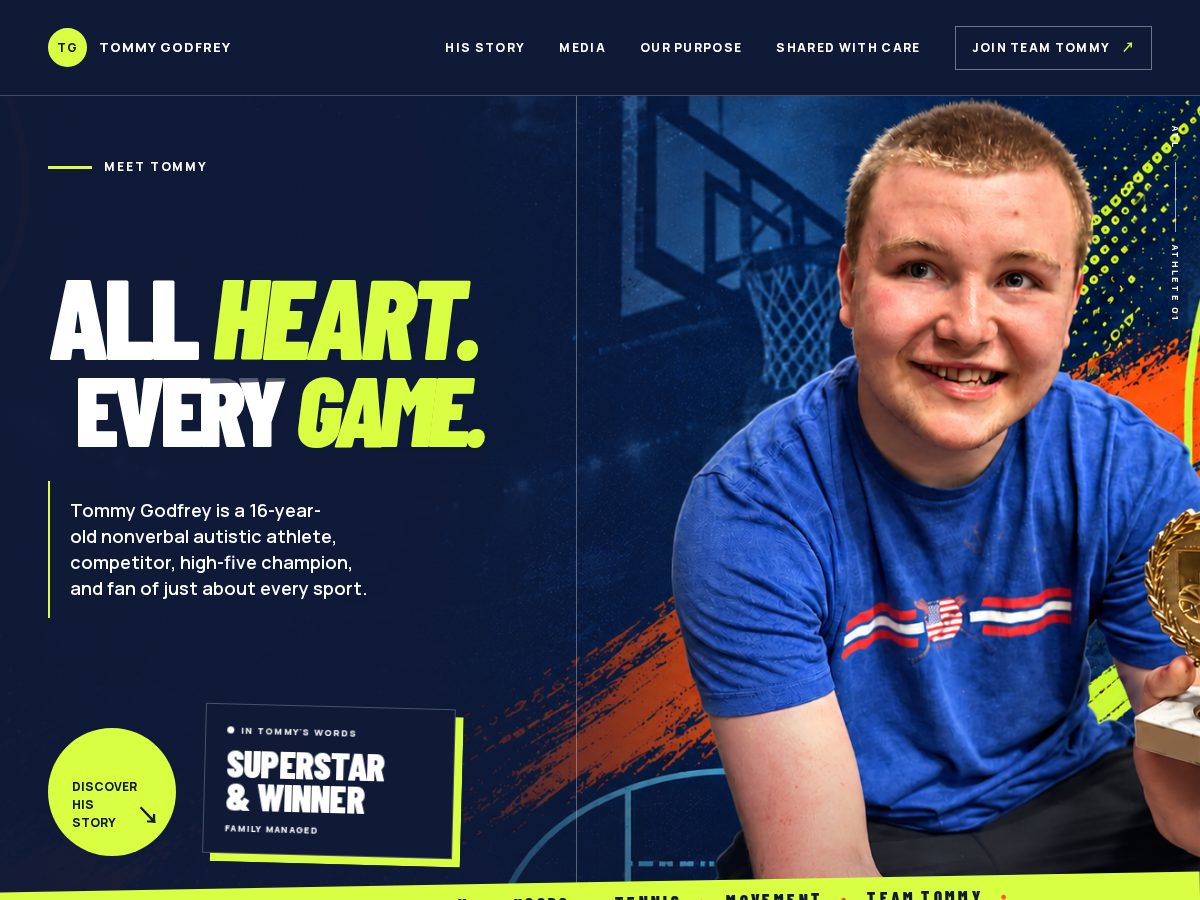 Landing-page snapshot of tommygodfreyhoops.com
