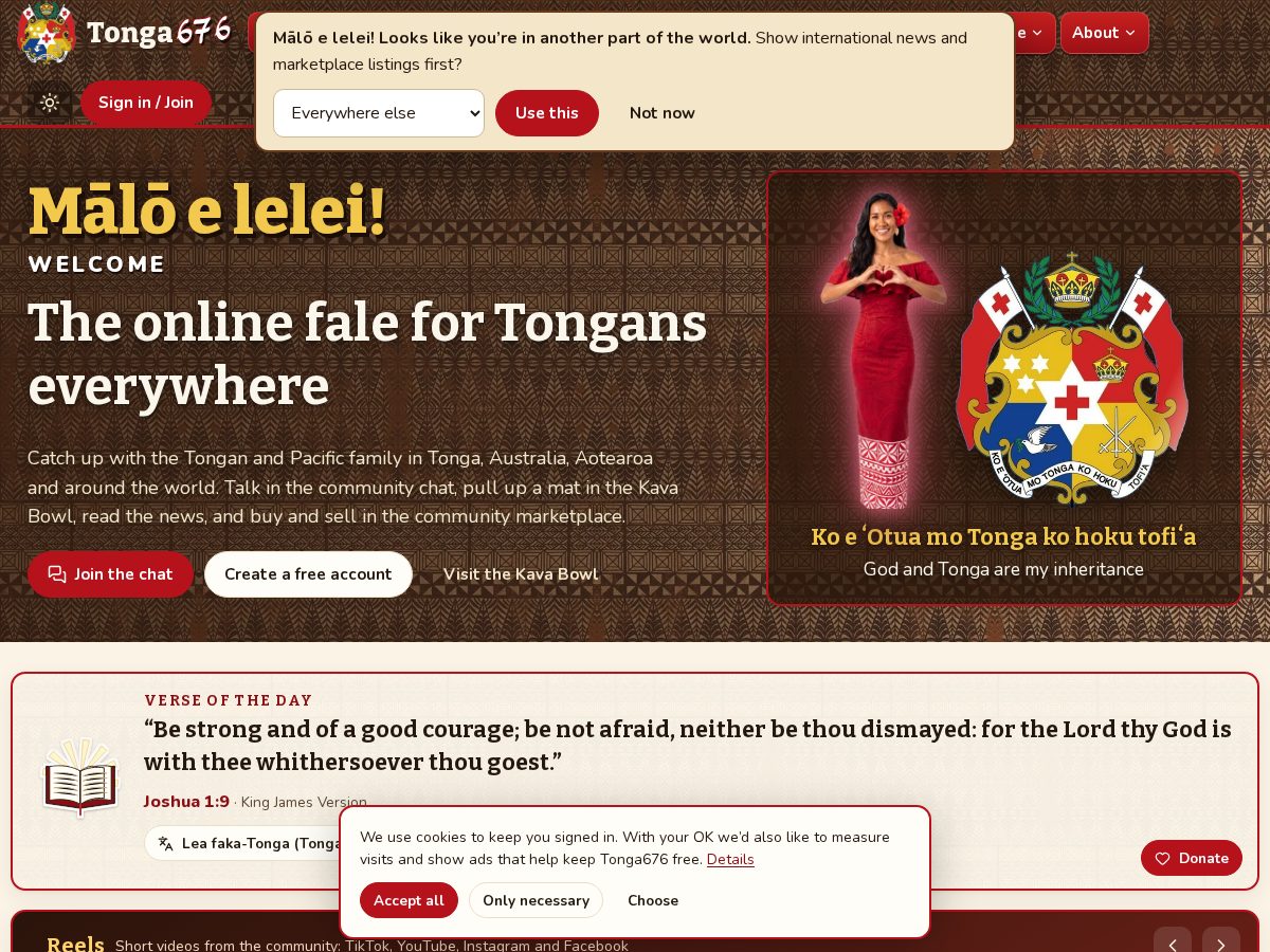 Landing-page snapshot of tonga676.com