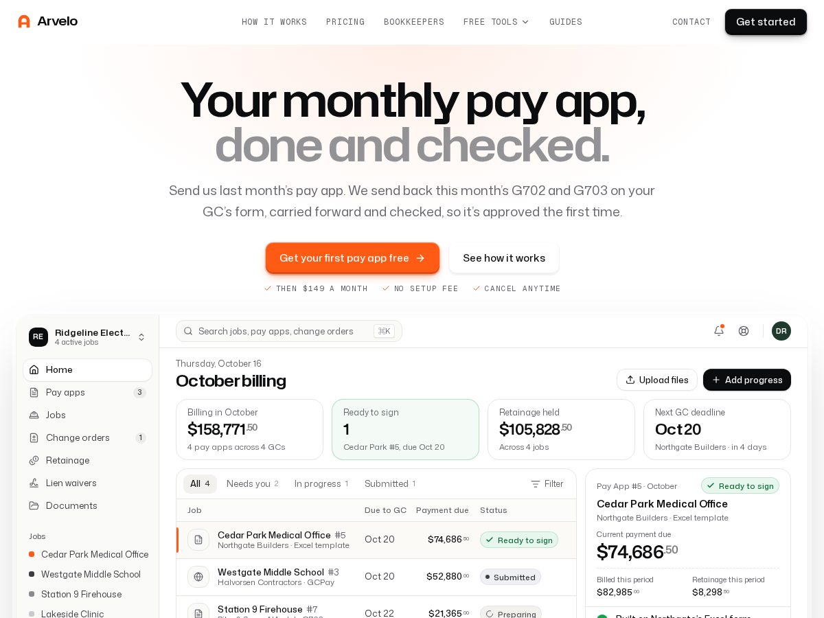Landing-page snapshot of tryarvelo.com