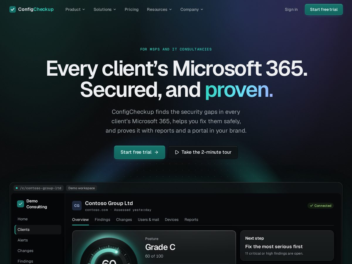 Landing-page snapshot of tryconfigcheckup.com