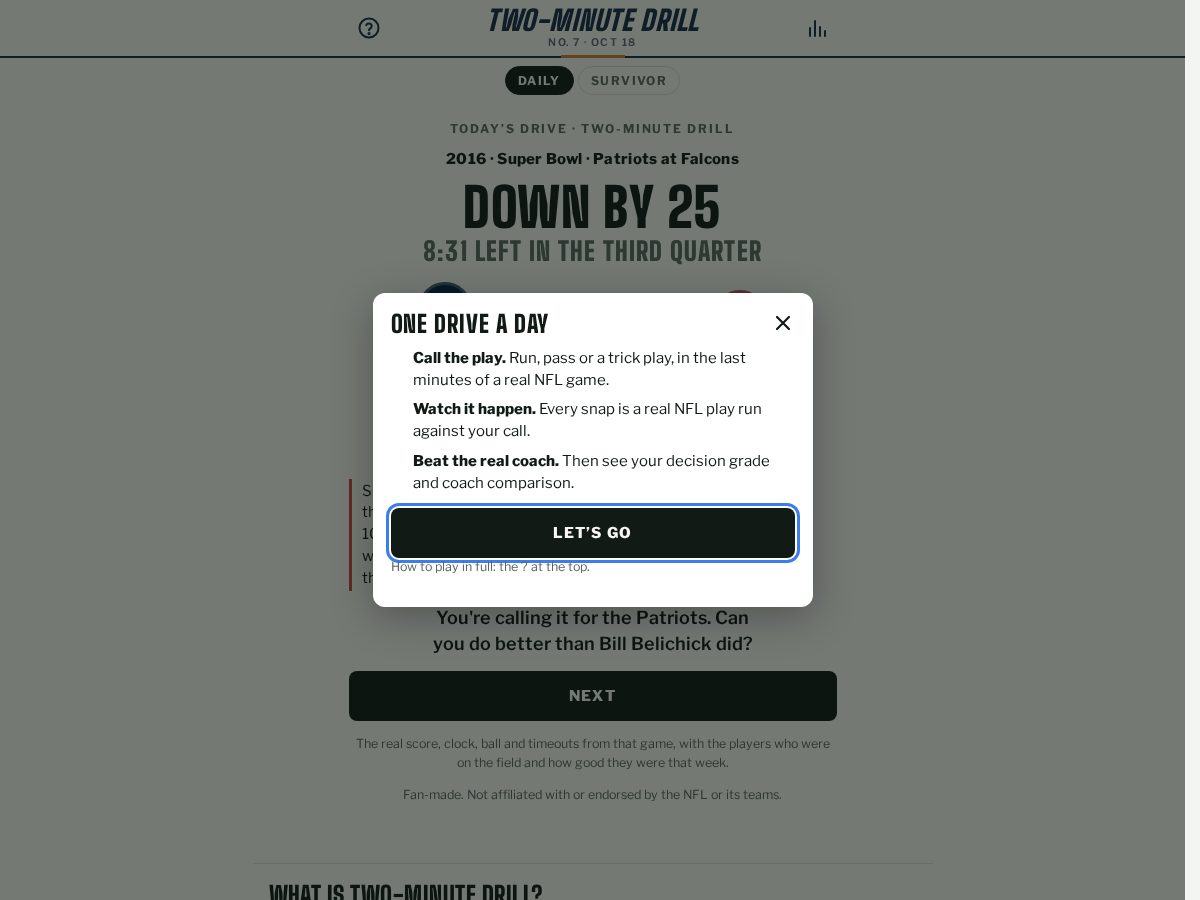 Landing-page snapshot of two-minutedrillgame.com