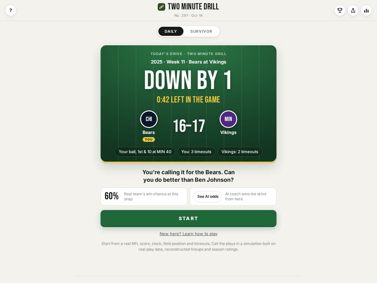 Landing-page snapshot of twominutedrillgame.online