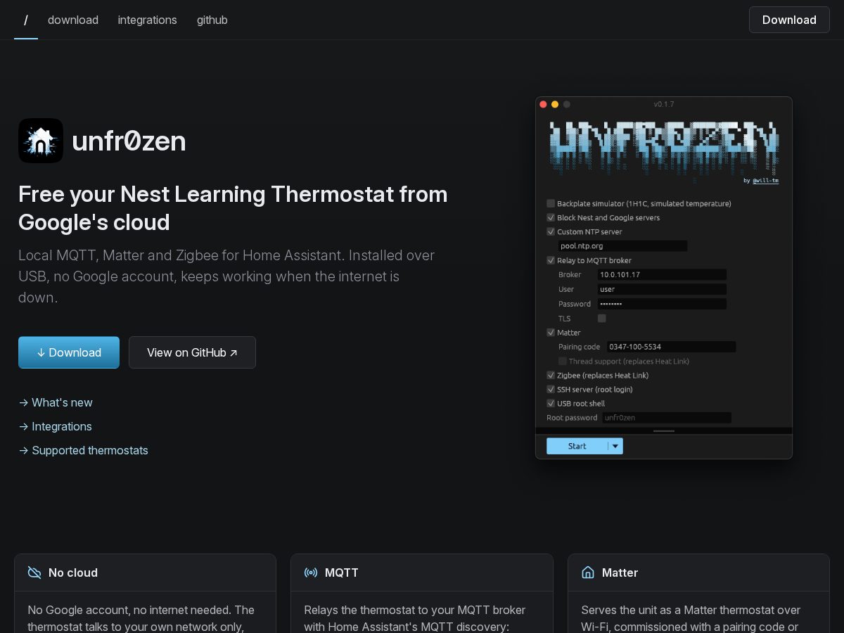 Landing-page snapshot of unfr0zen.com