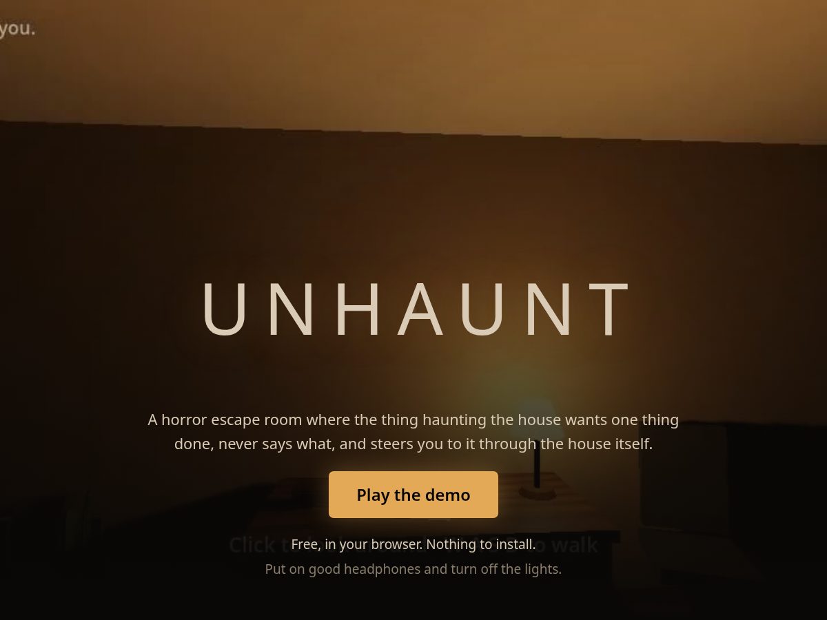 Landing-page snapshot of unhaunt.dev