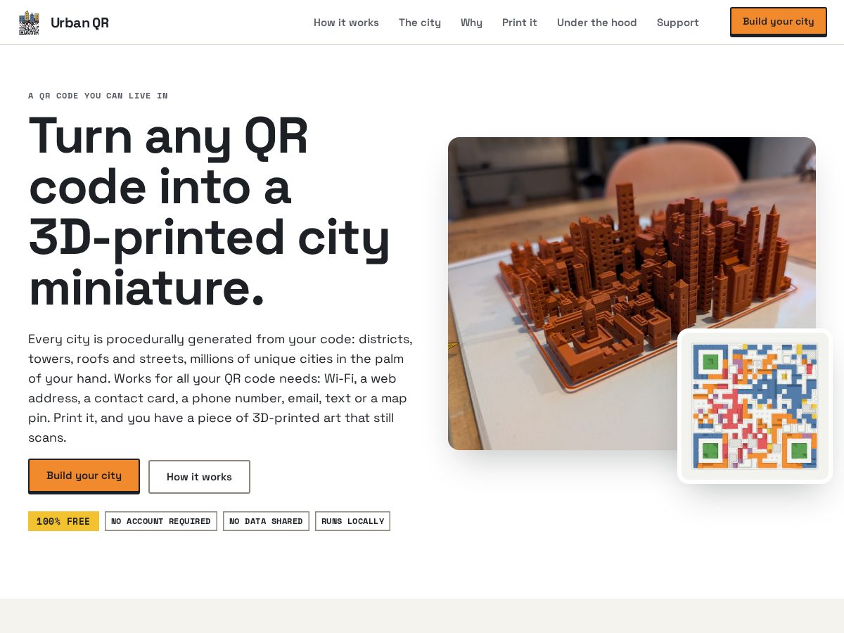 Landing-page snapshot of urban-qr.com