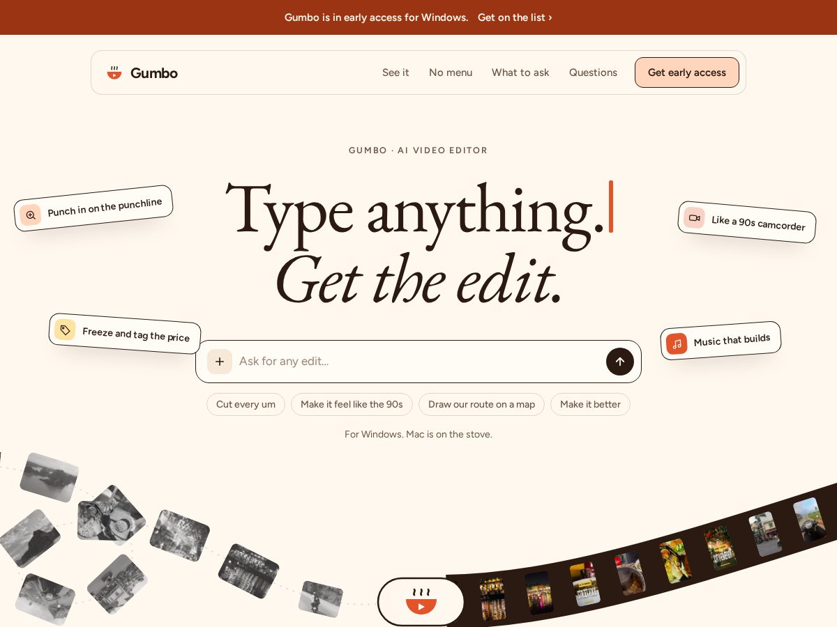 Landing-page snapshot of usegumbo.app