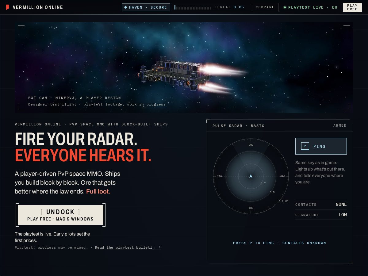 Landing-page snapshot of vermilliononlinegame.com