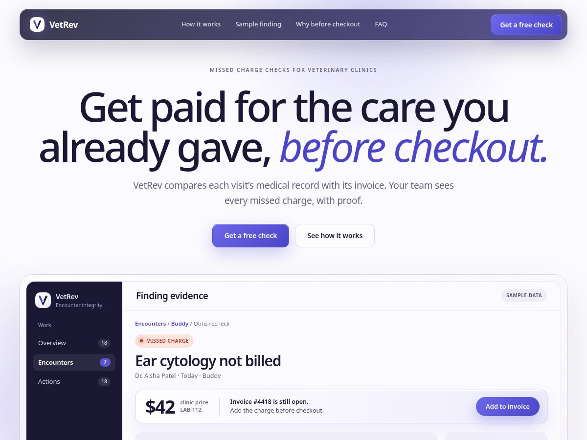 Landing-page snapshot of vetrev.site