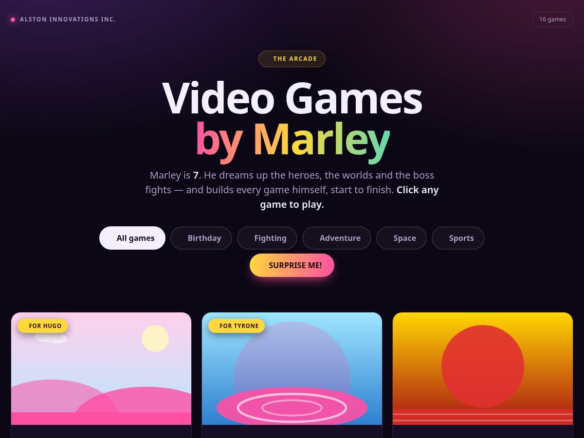 Landing-page snapshot of videogamesbymarley.com