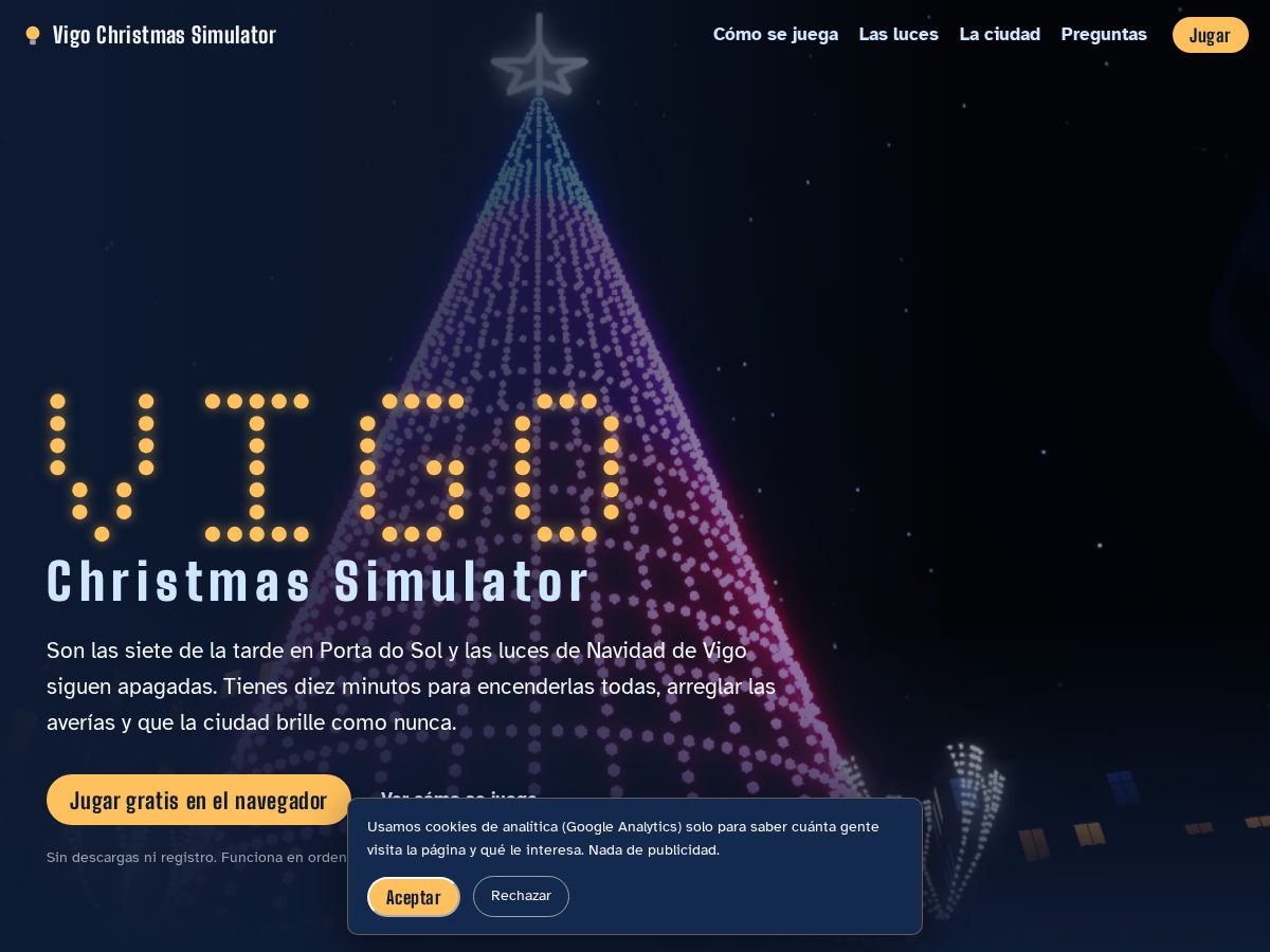 Landing-page snapshot of vigochristmassimulator.online
