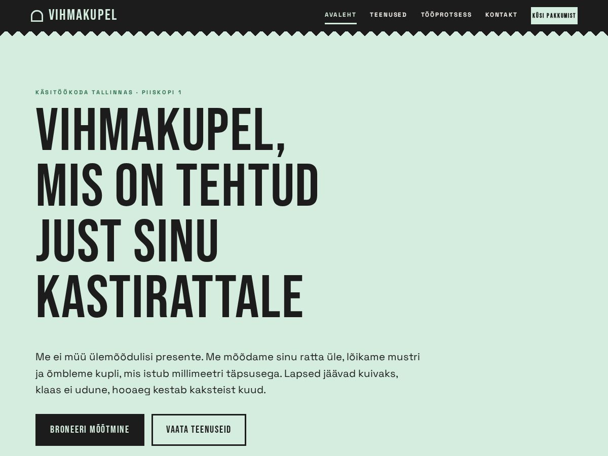 Landing-page snapshot of vihmakupel.online