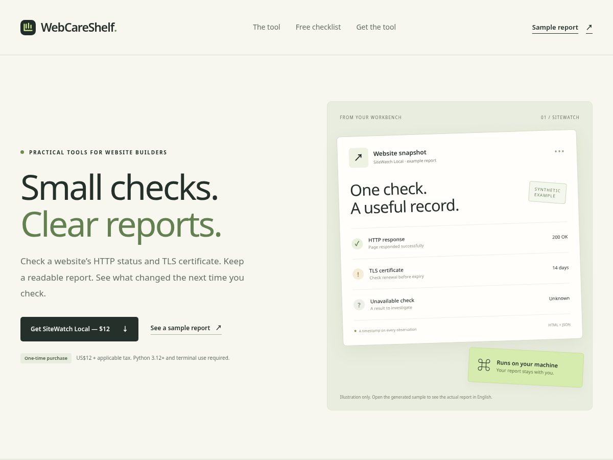 Landing-page snapshot of webcareshelf.com