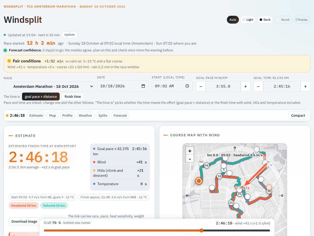 Landing-page snapshot of windsplit.run