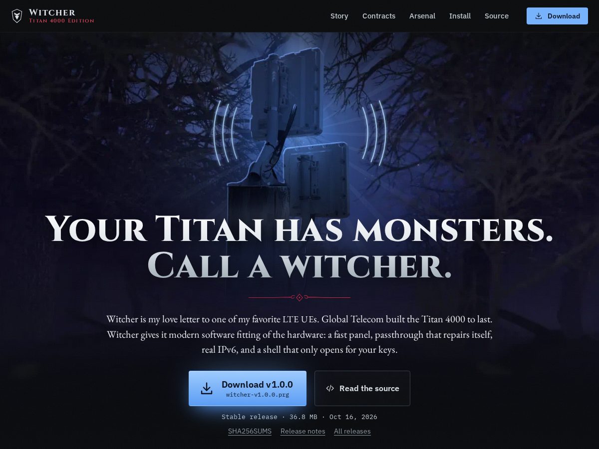 Landing-page snapshot of witcherfirmware.com