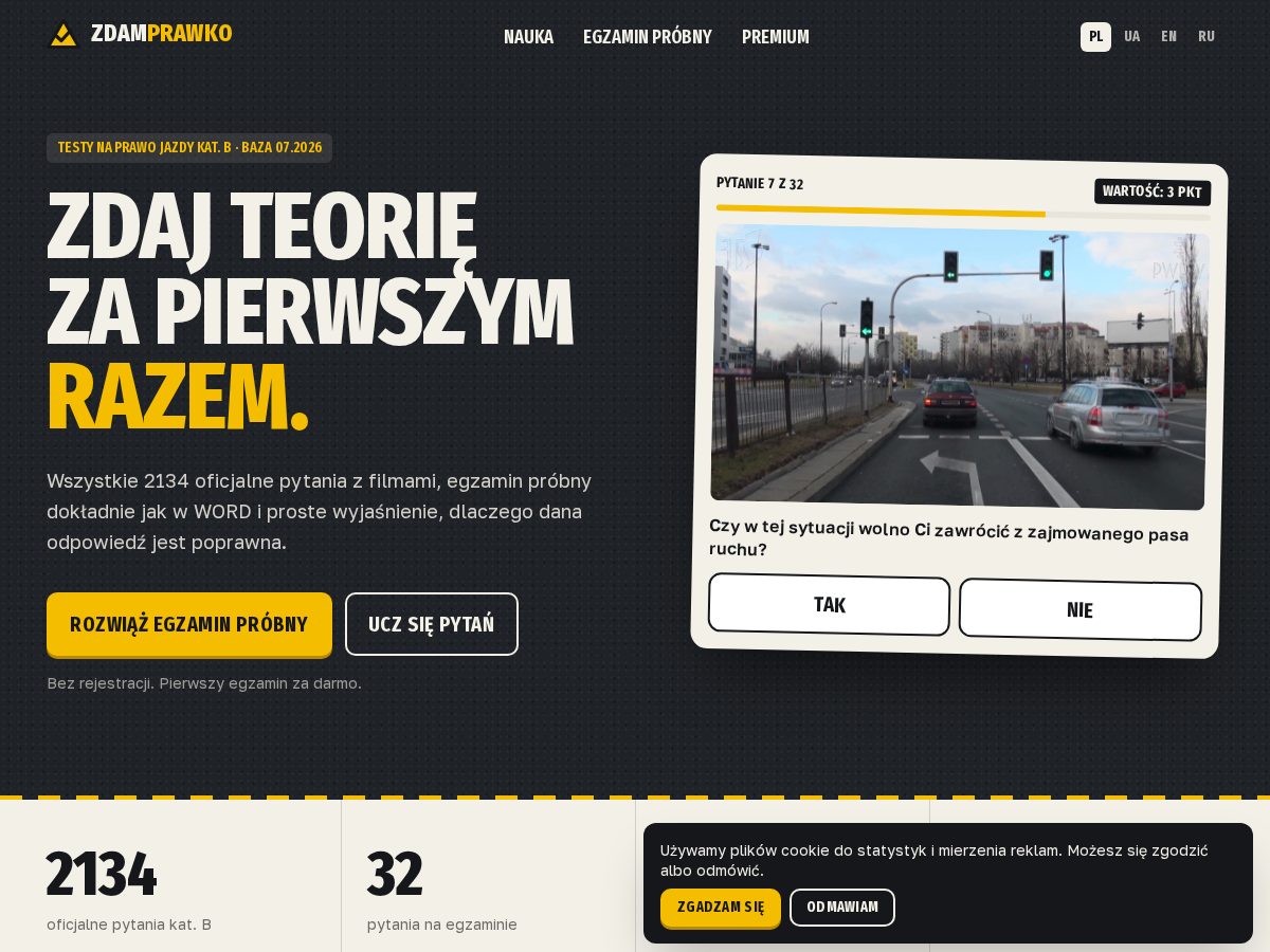 Landing-page snapshot of zdamprawko.com