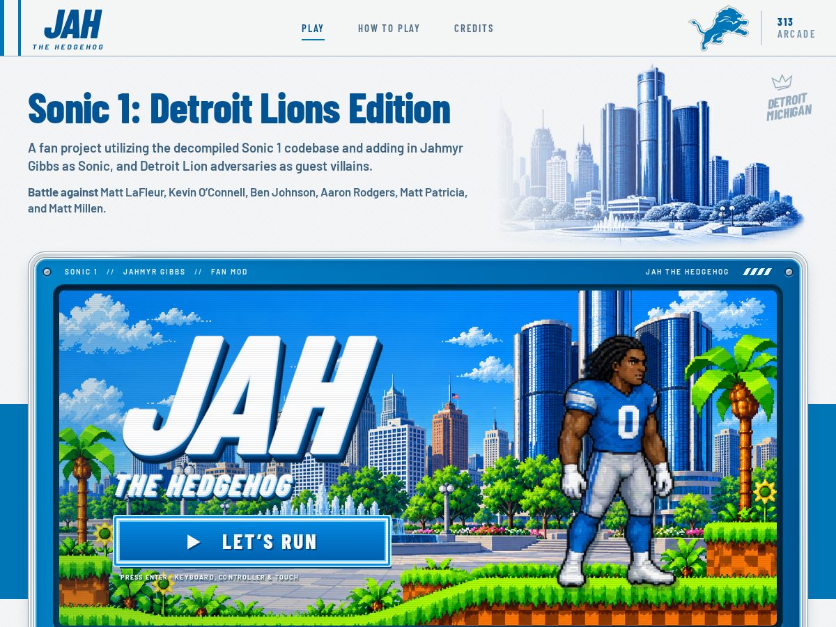 Landing-page snapshot of 313arcade.com