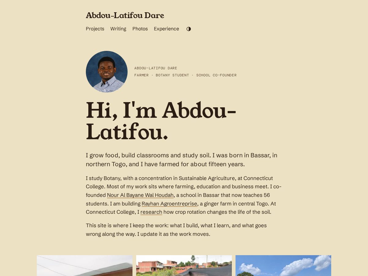 Landing-page snapshot of abdoulatifoudare.com