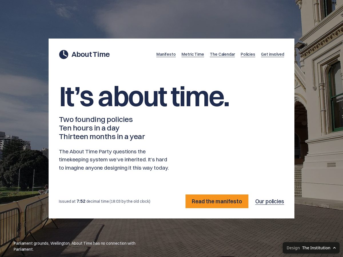 Landing-page snapshot of abouttimeparty.com