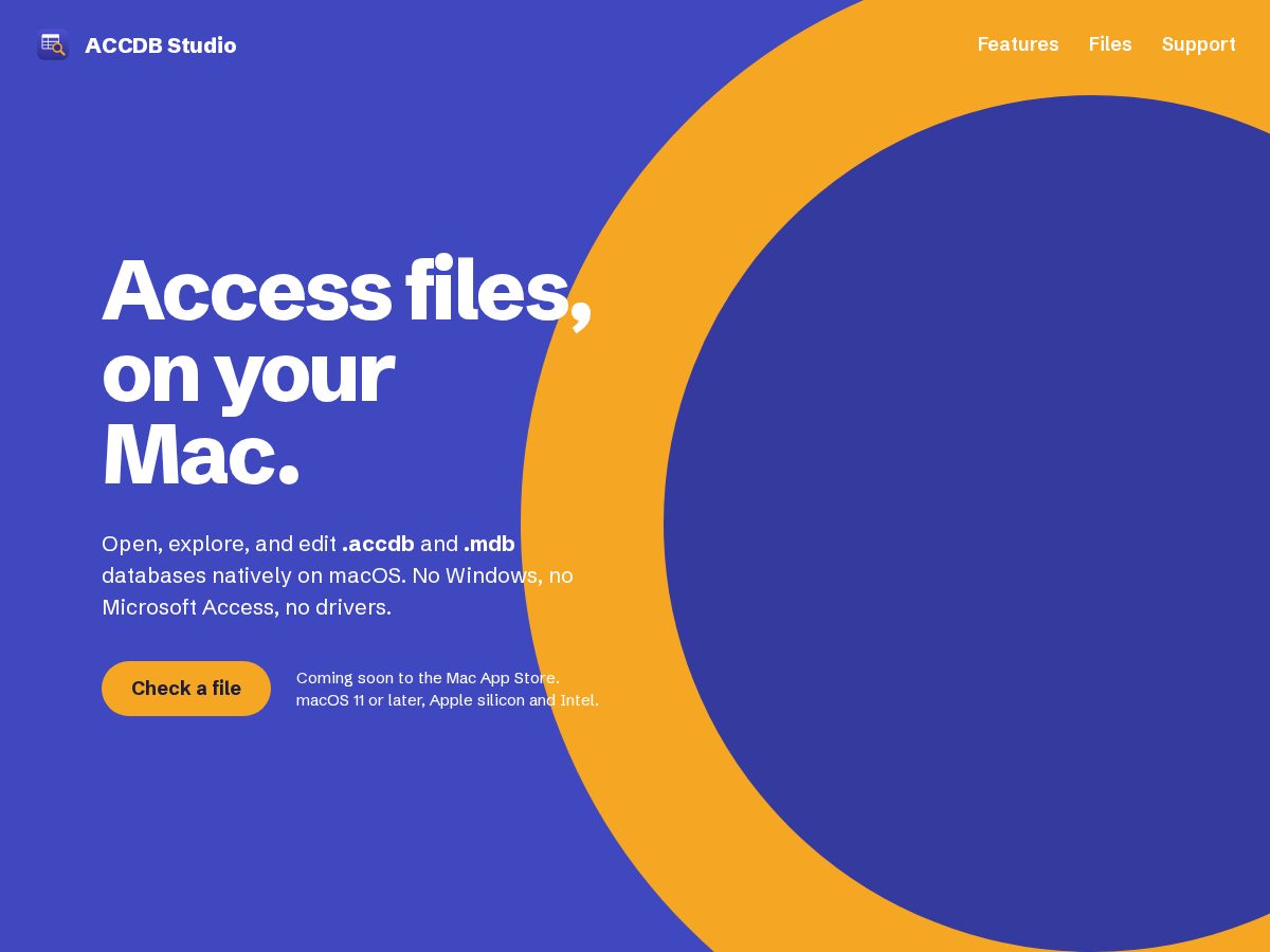 Landing-page snapshot of accdbstudio.com