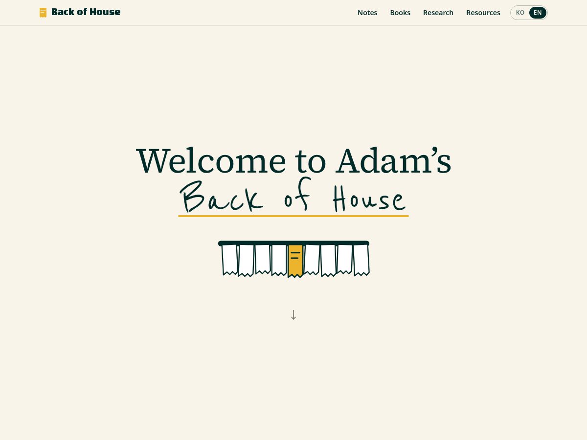 Landing-page snapshot of adamsbackofhouse.com