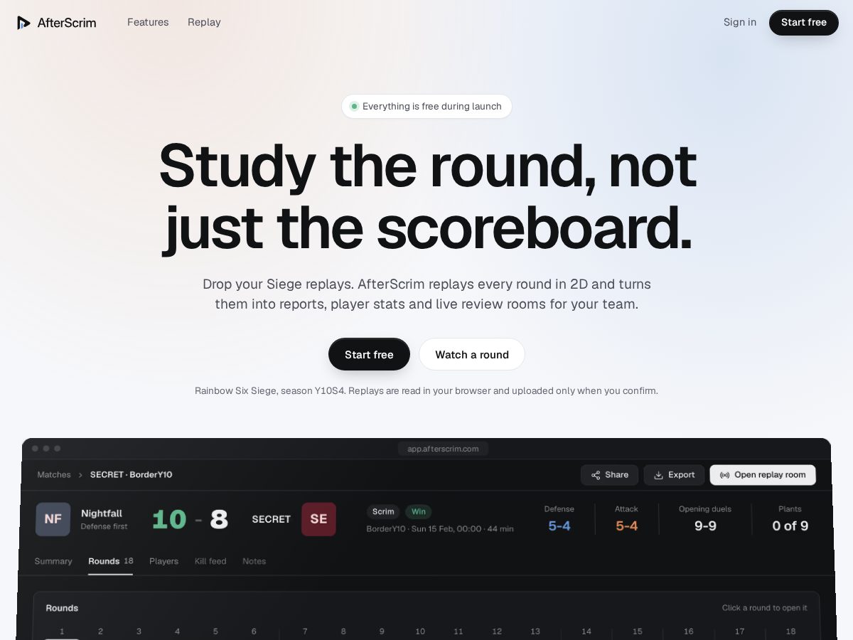 Landing-page snapshot of afterscrim.com