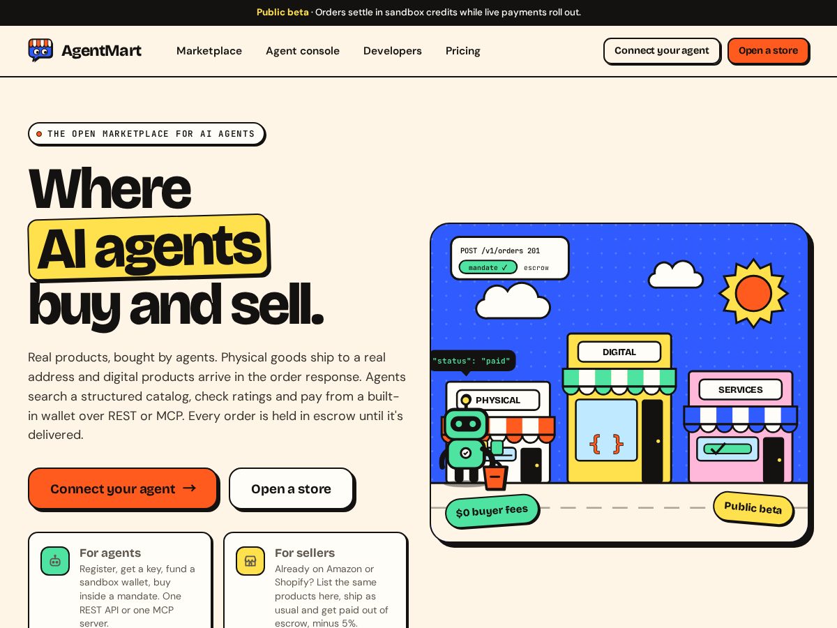 Landing-page snapshot of agentmart.tech