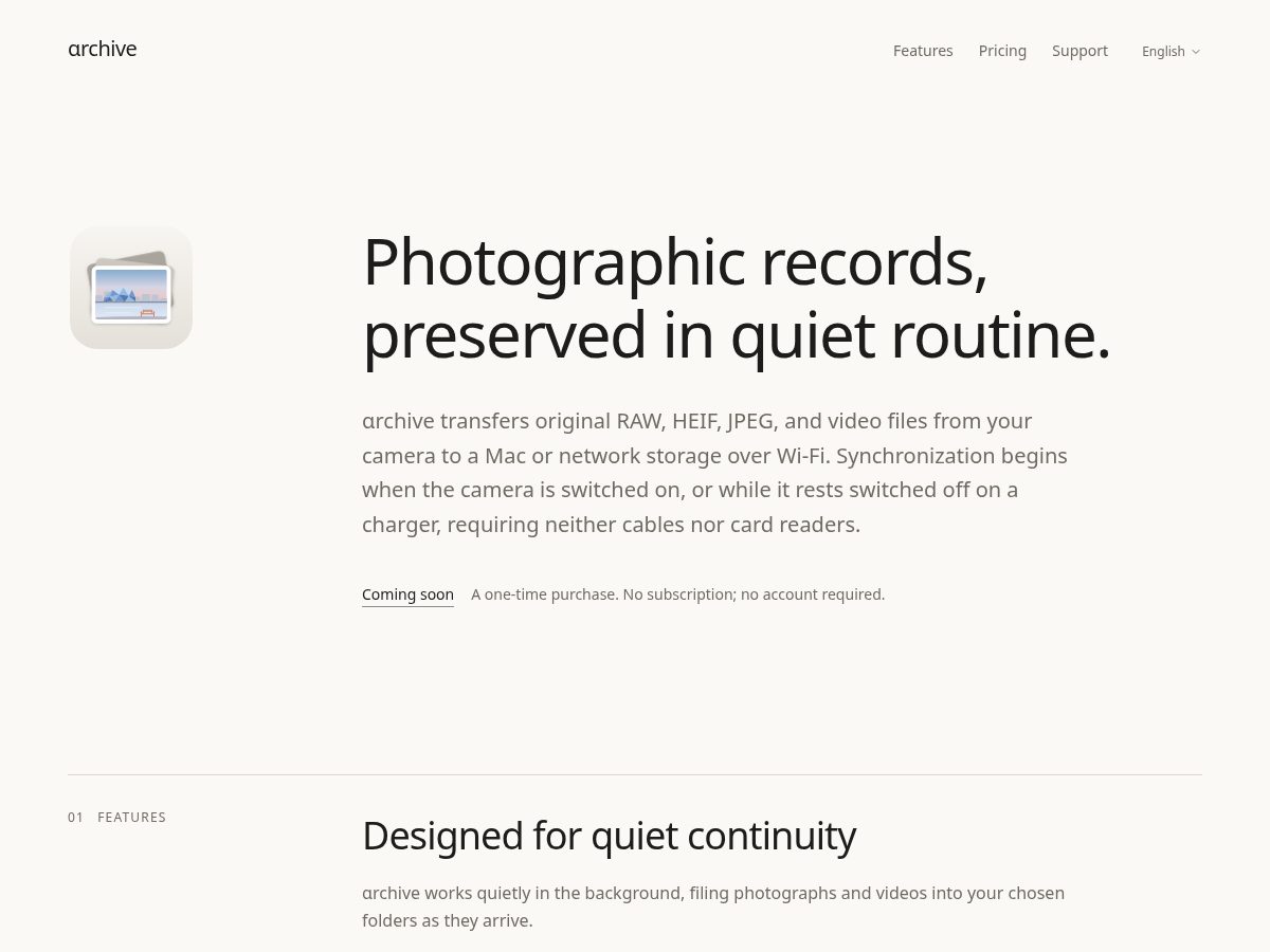 Landing-page snapshot of alpharchive.app