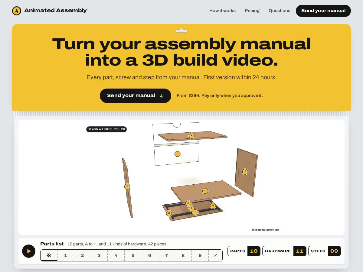 Landing-page snapshot of animatedassembly.com