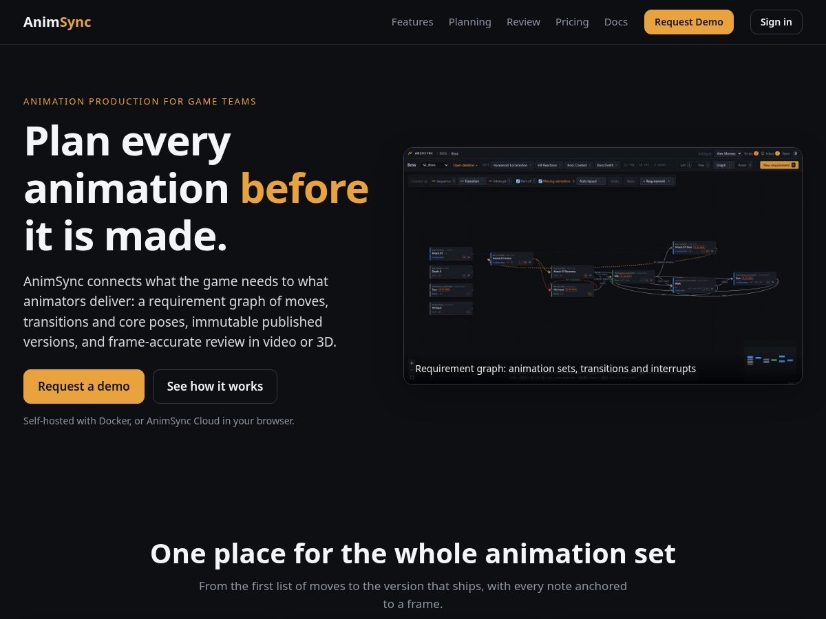 Landing-page snapshot of animsync.app