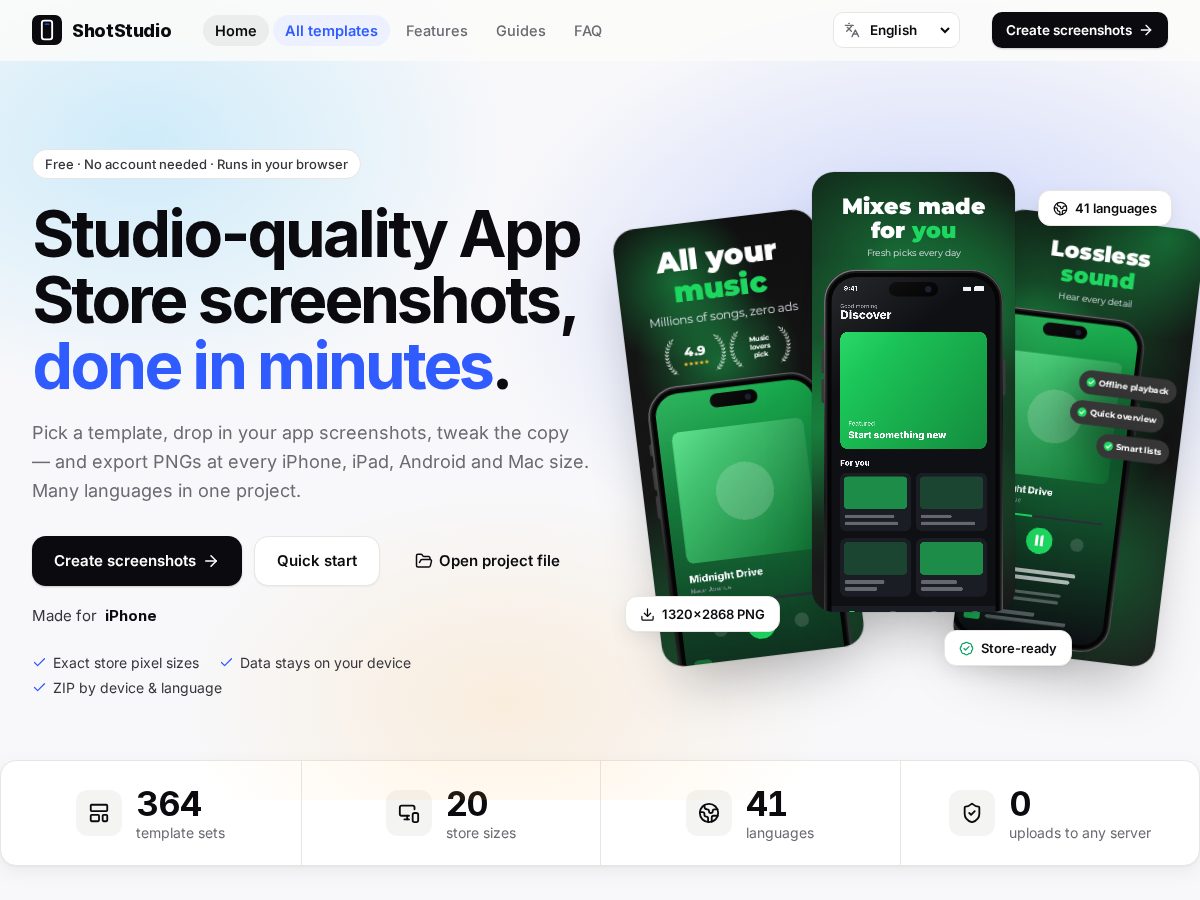 Landing-page snapshot of app-screenshot.app