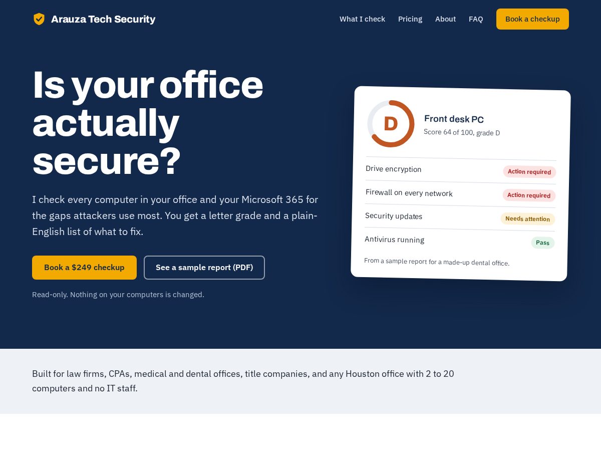 Landing-page snapshot of arauzatech.com