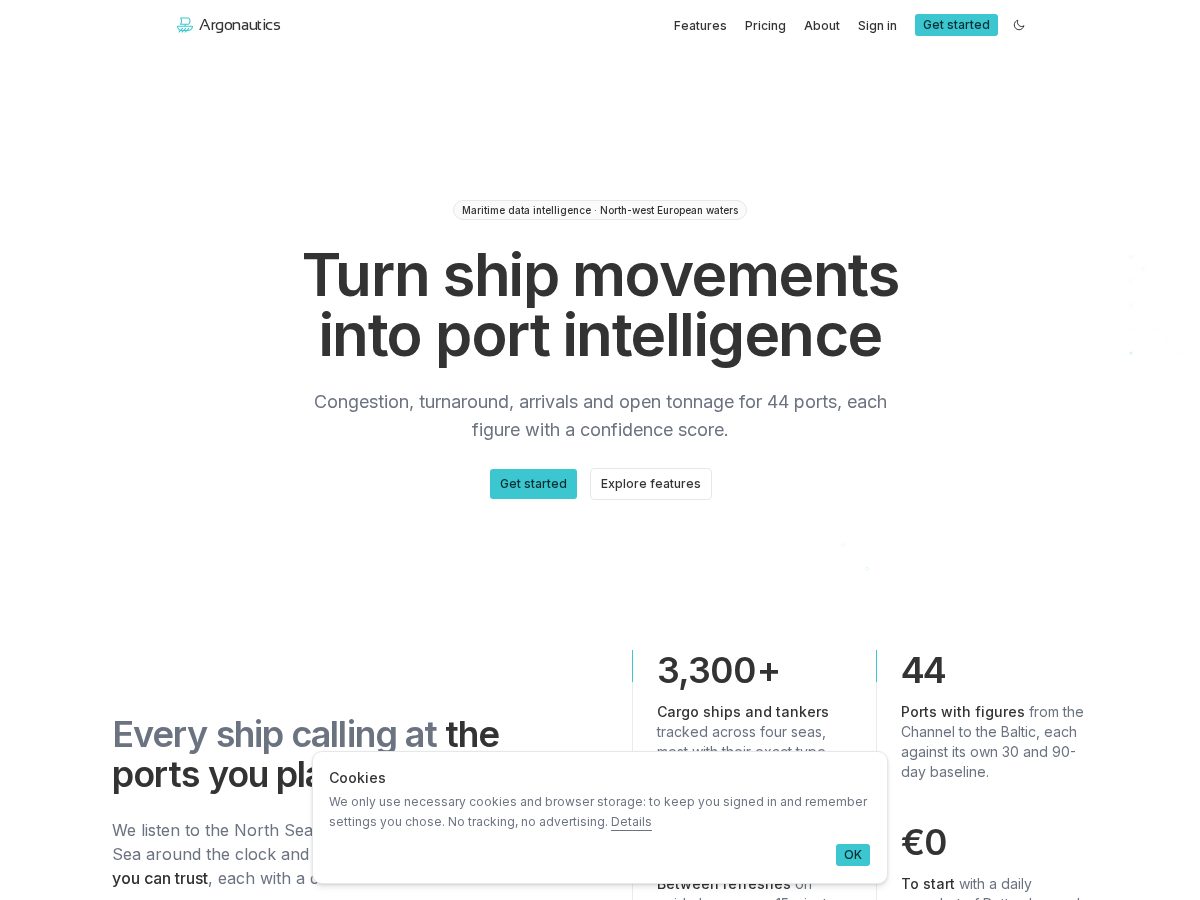 Landing-page snapshot of argonautics.app
