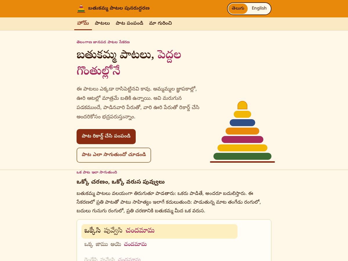 Landing-page snapshot of bathukamma.org