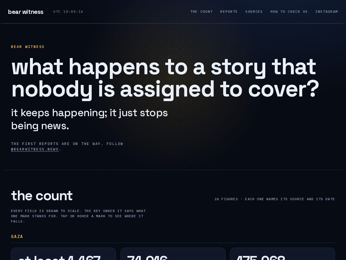 Landing-page snapshot of bearwitness.news