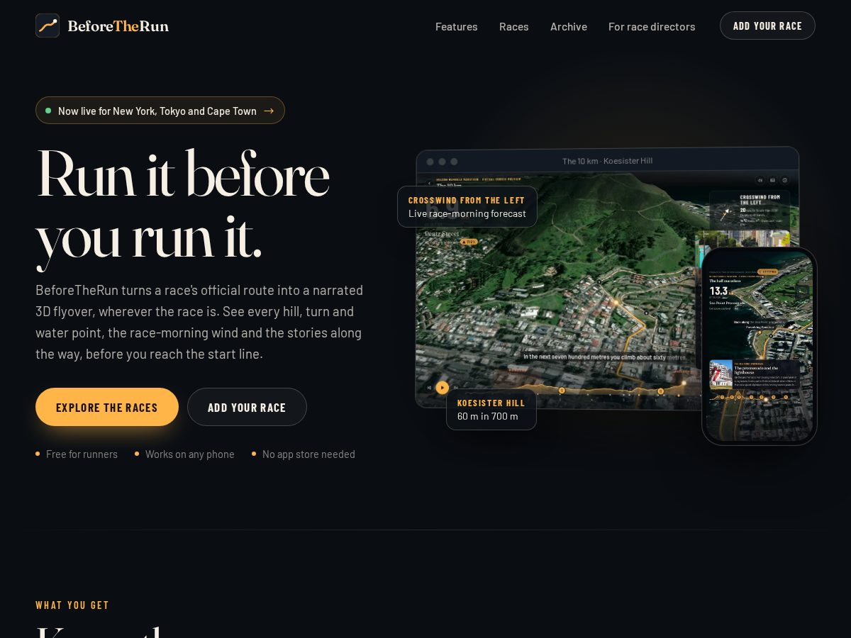 Landing-page snapshot of beforetherun.com