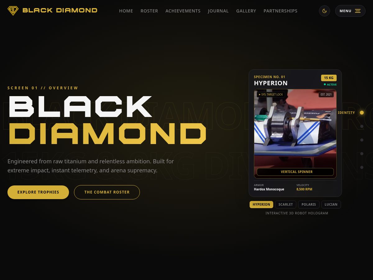 Landing-page snapshot of blackdiamondrobotics.com