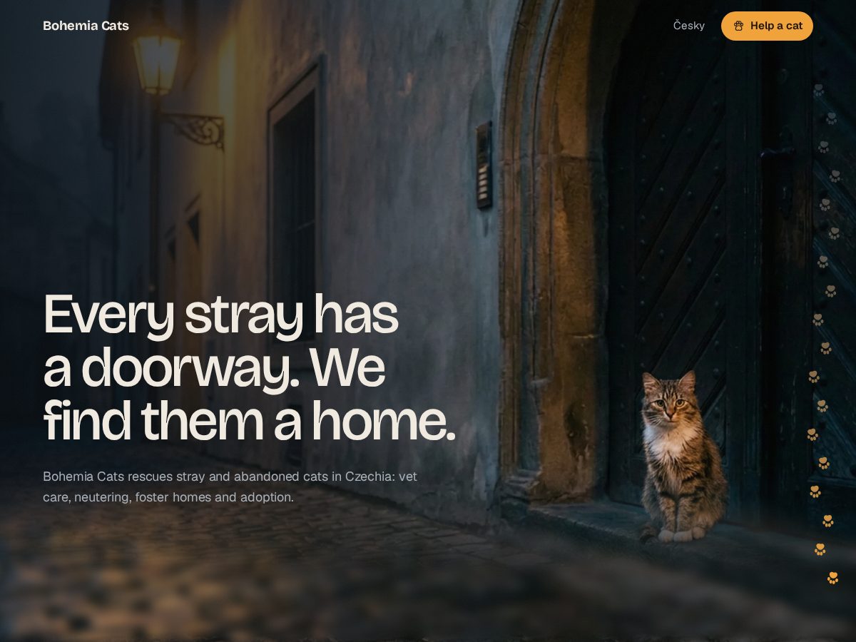 Landing-page snapshot of bohemiacats.com