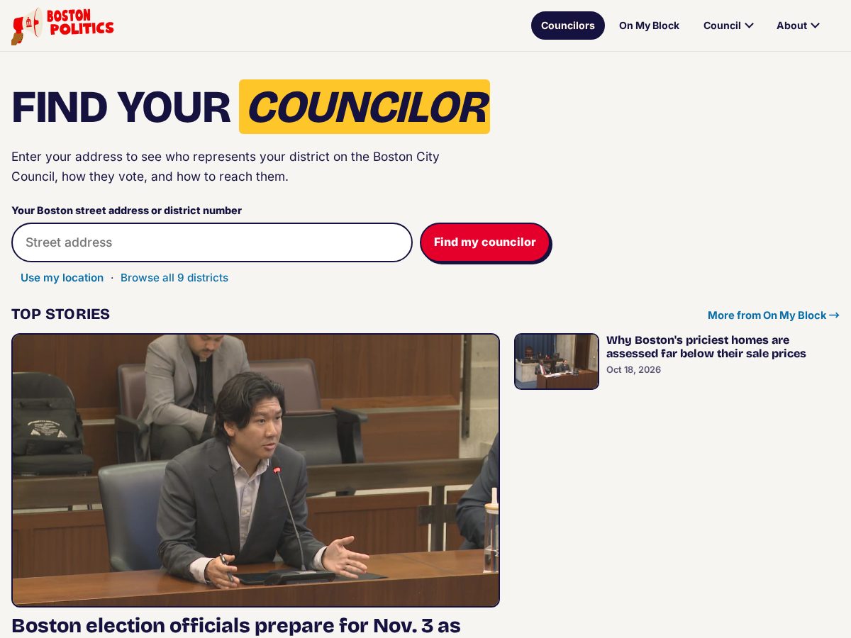 Landing-page snapshot of bostonpolitics.org
