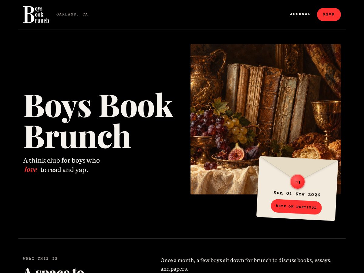 Landing-page snapshot of boysbookbrunch.com