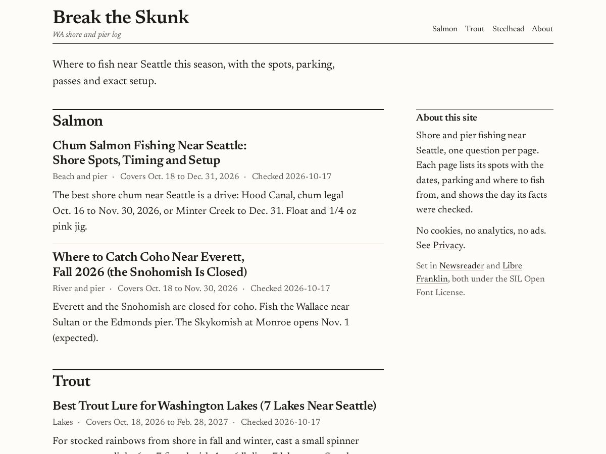 Landing-page snapshot of breaktheskunk.com