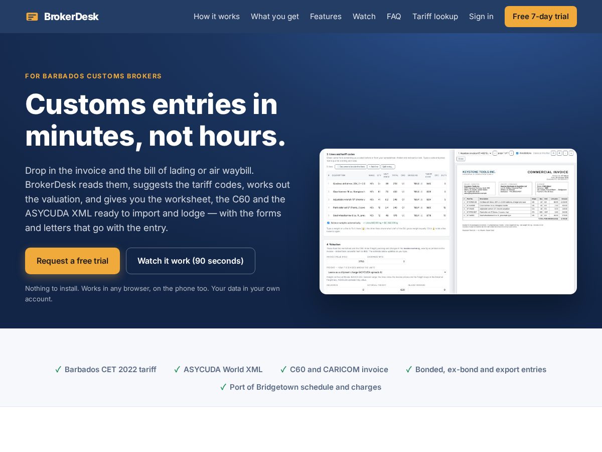 Landing-page snapshot of brokerdesk.live