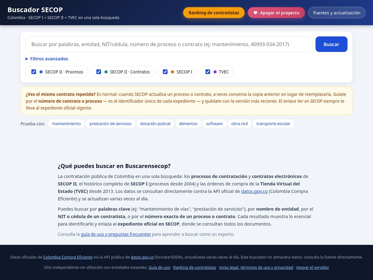 Landing-page snapshot of buscarensecop.com