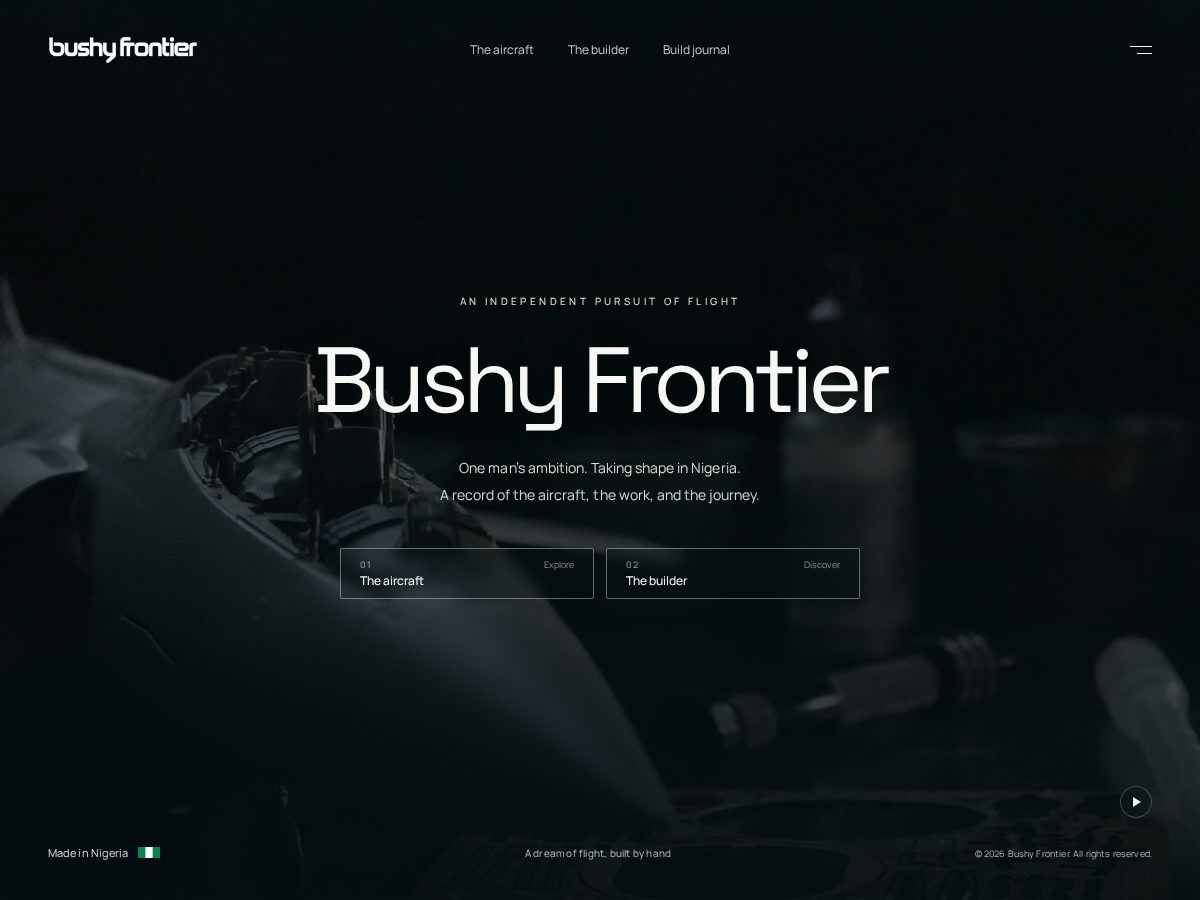Landing-page snapshot of bushyfrontier.com