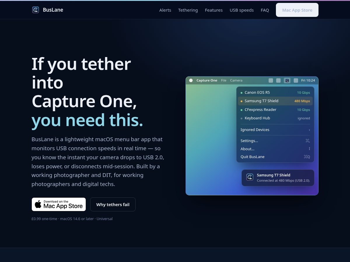 Landing-page snapshot of buslane.app