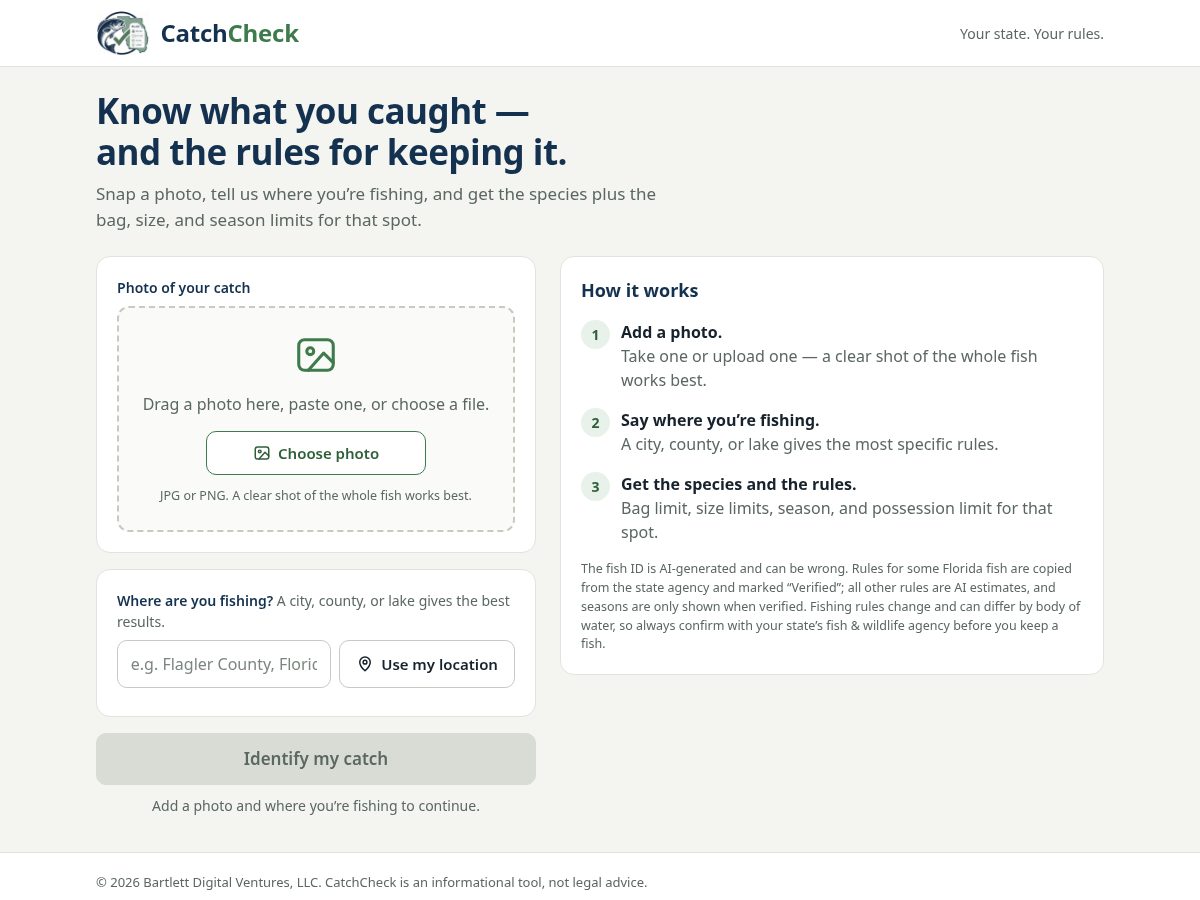 Landing-page snapshot of catchcheck.app