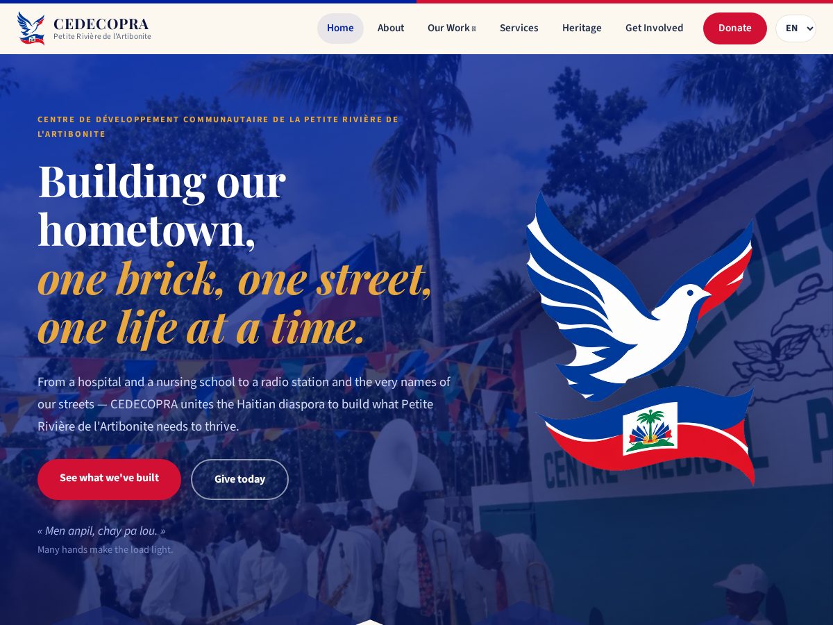 Landing-page snapshot of cedecopra.com